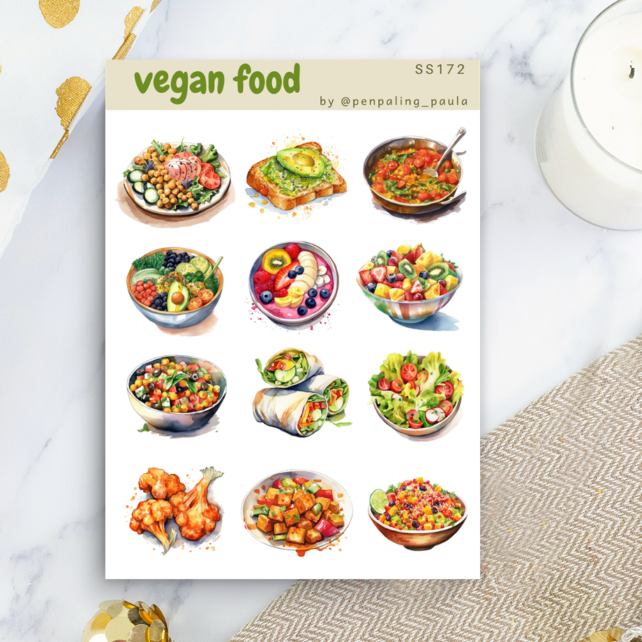 Vegan food -tarra-arkki | Penpaling Paula