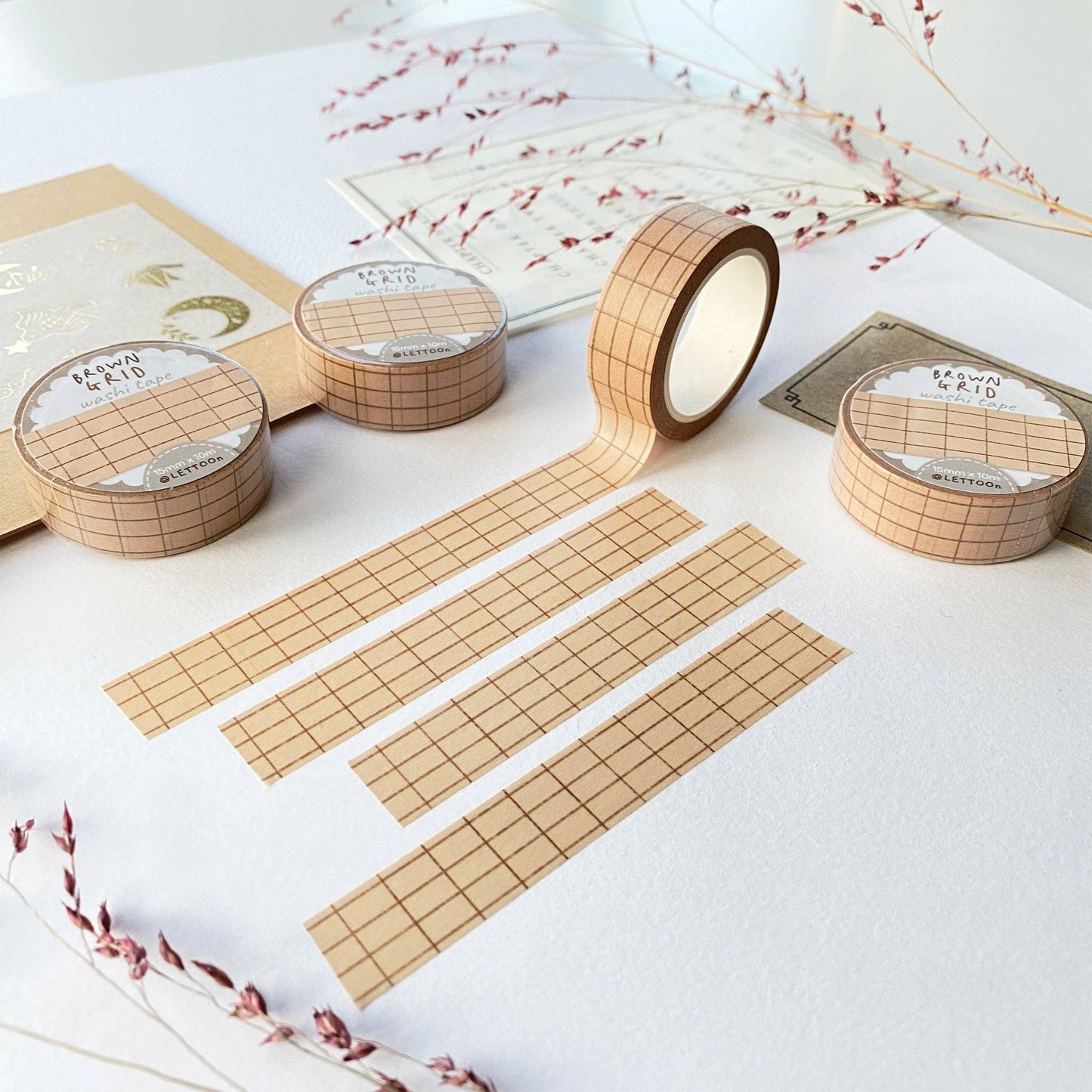 Brown Grid -washiteippi | LETTOOn