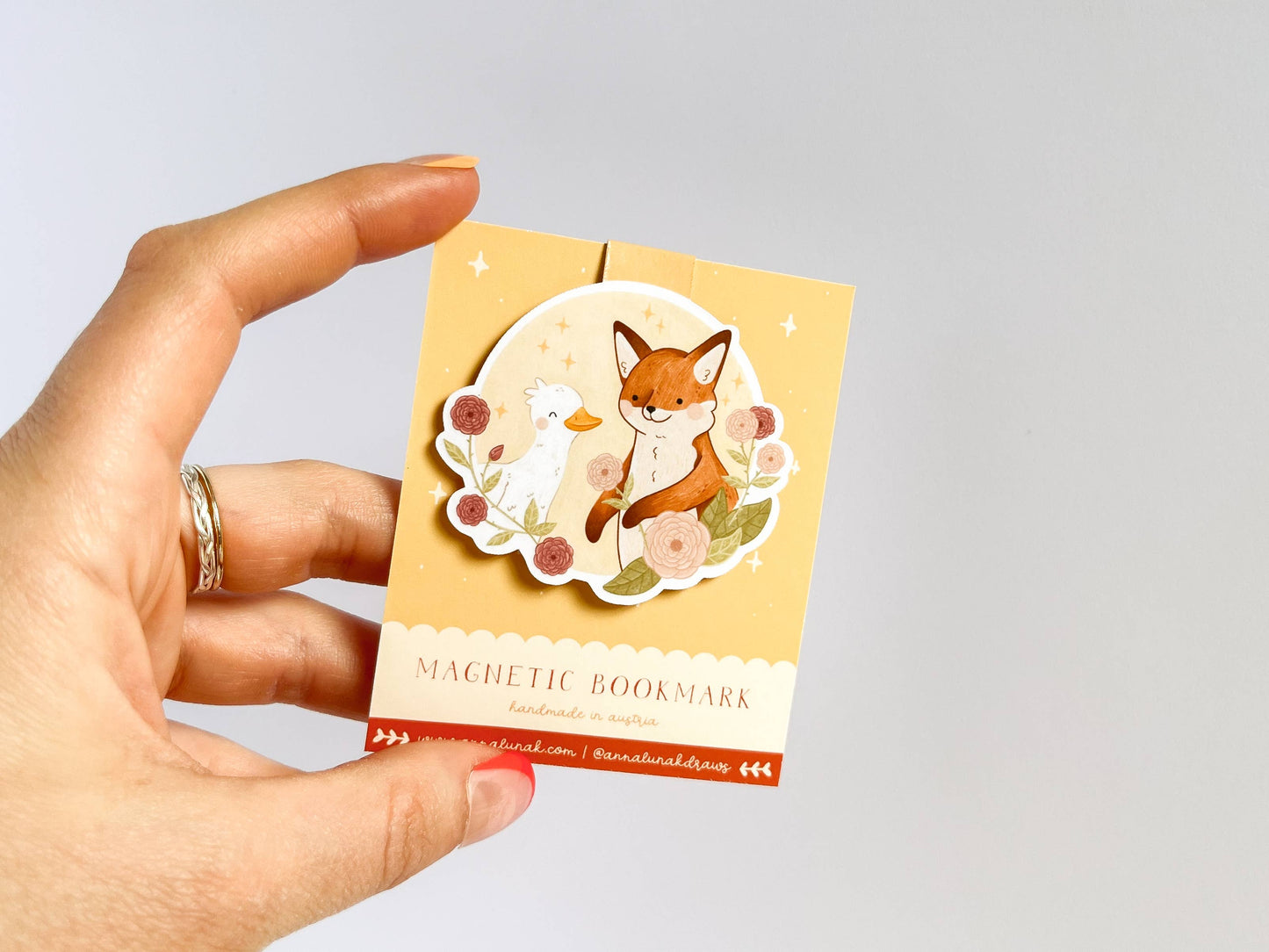 Fox & Goose -magneettinen kirjanmerkki | annalunakdraws