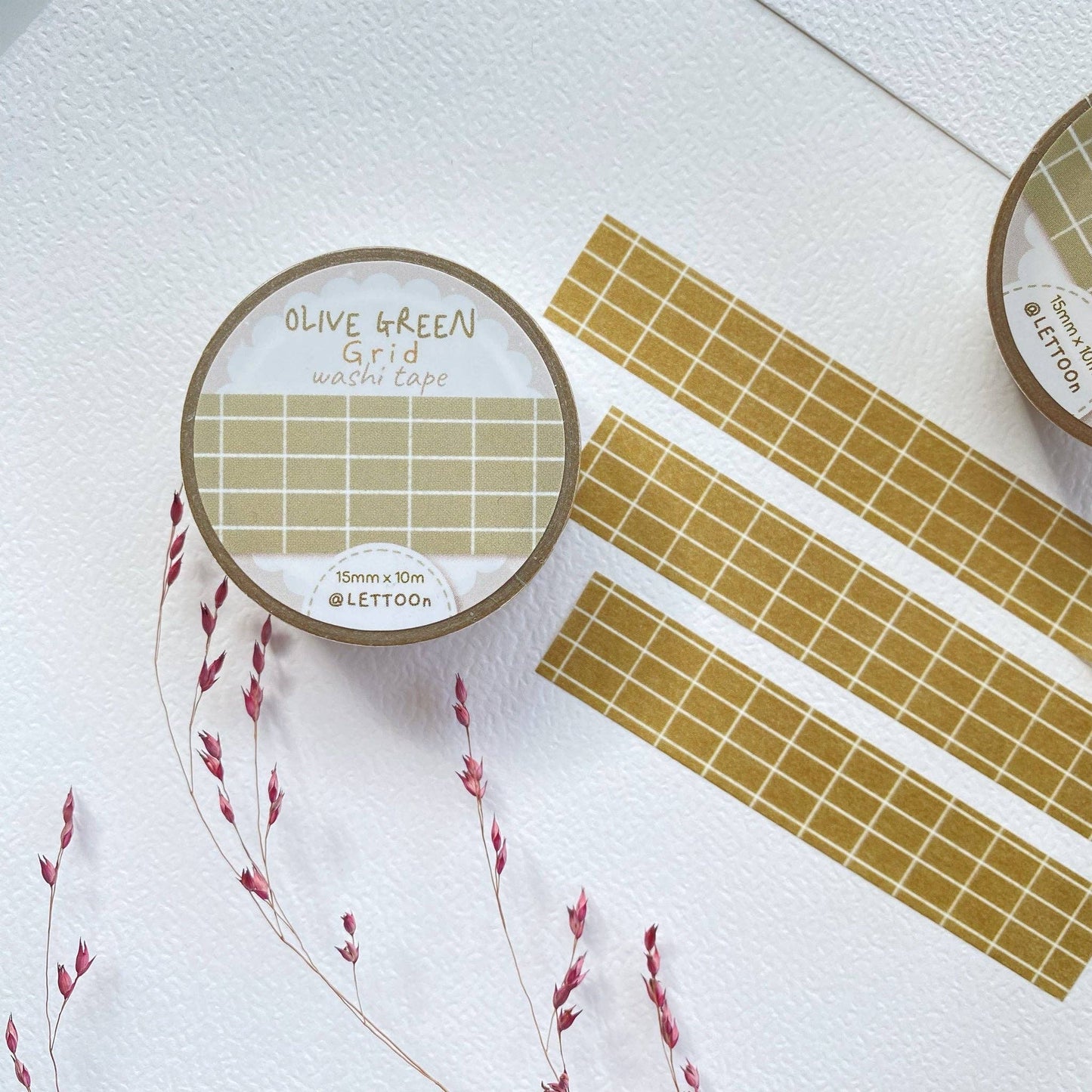Olive Green Grid -washiteippi | LETTOOn