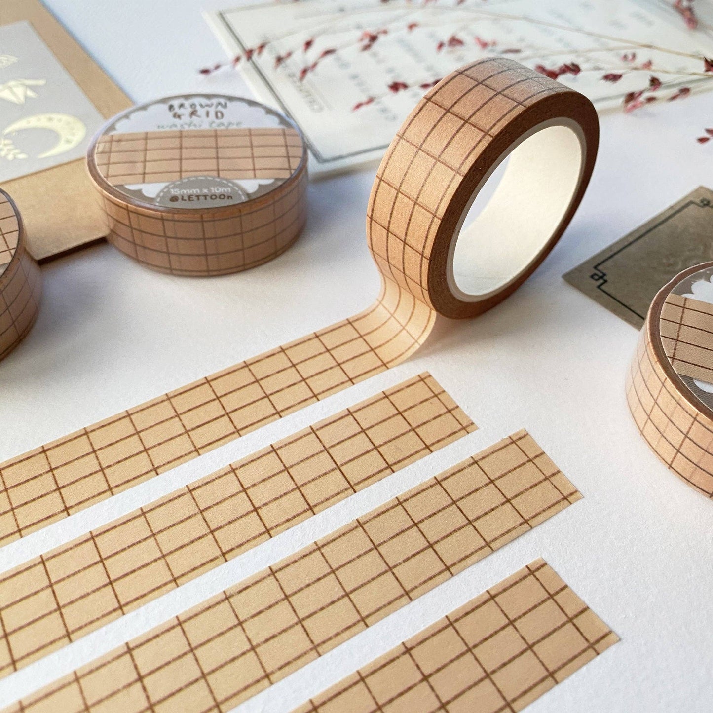 Brown Grid -washiteippi | LETTOOn