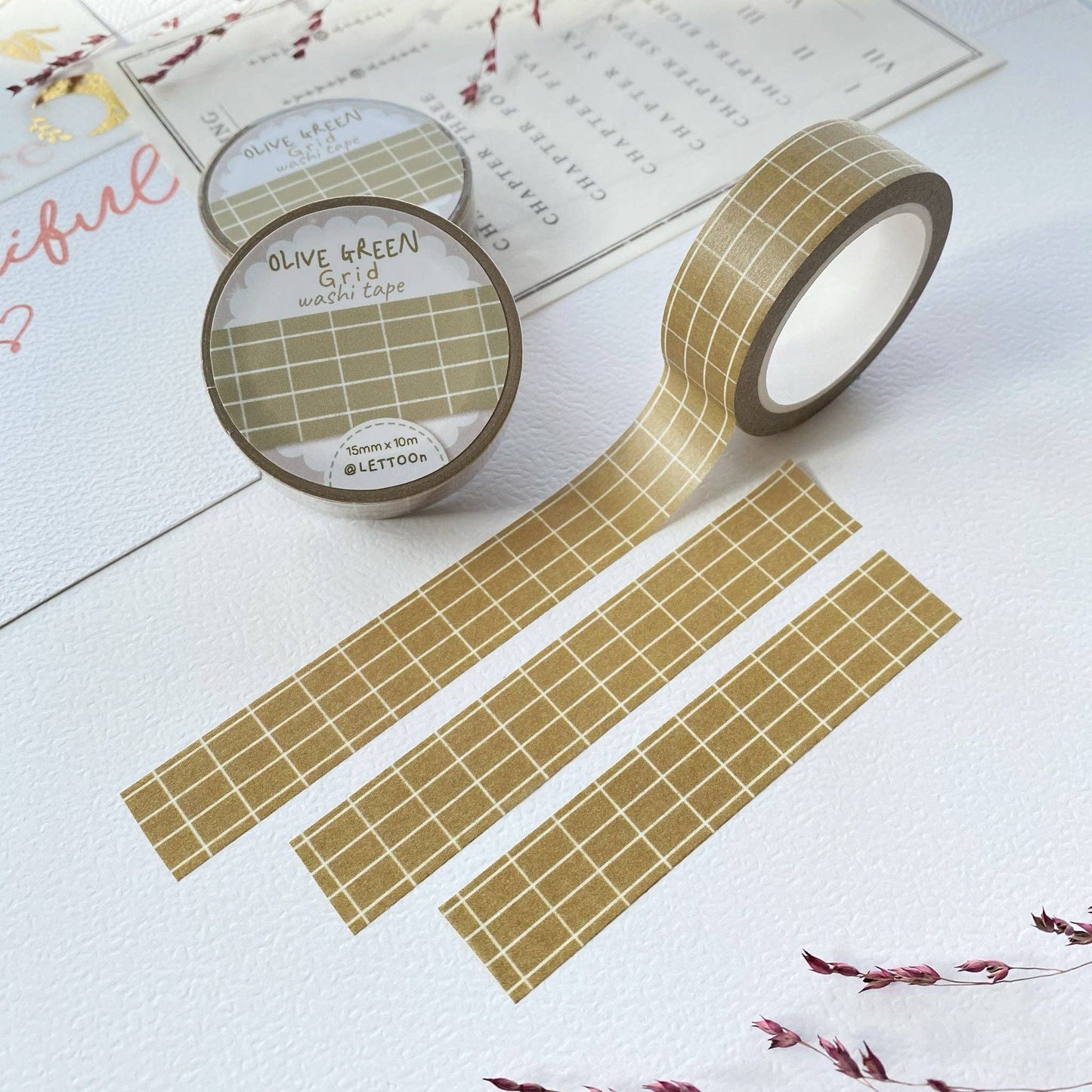 Olive Green Grid -washiteippi | LETTOOn