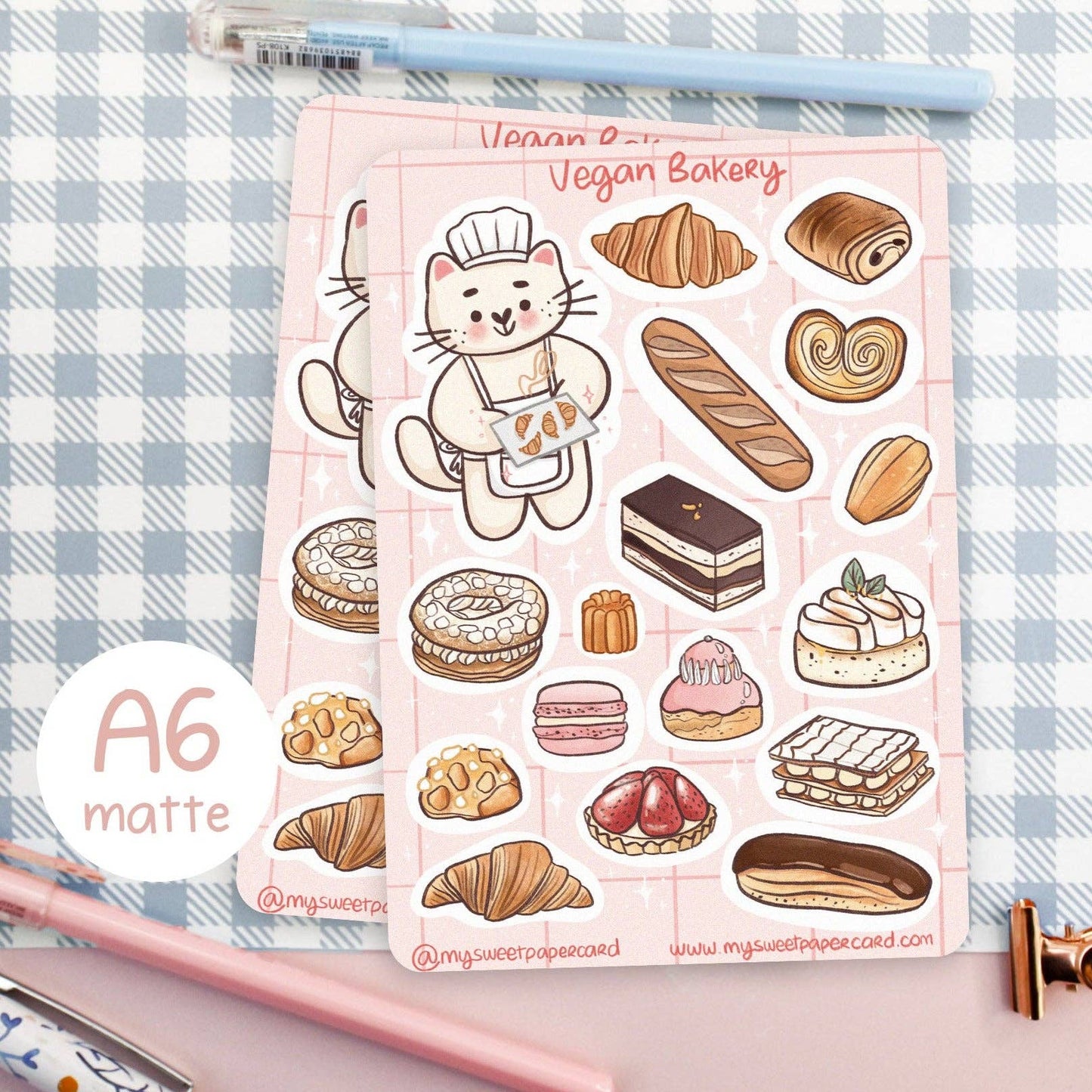 Vegan bakery -tarra-arkki | My Sweet Paper Card
