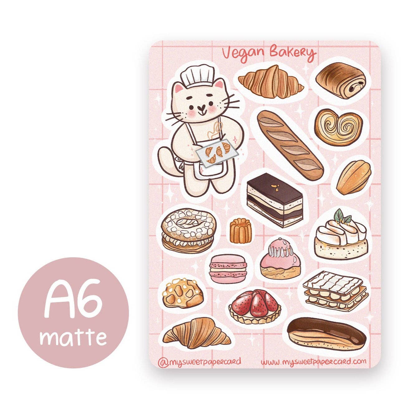Vegan bakery -tarra-arkki | My Sweet Paper Card