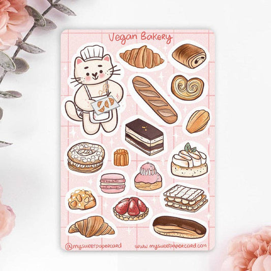 Vegan bakery -tarra-arkki | My Sweet Paper Card