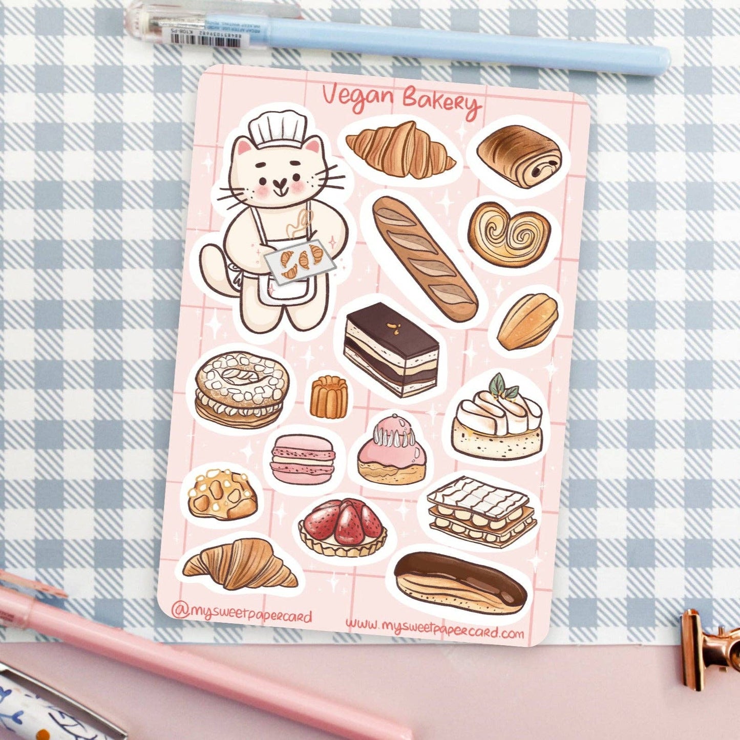Vegan bakery -tarra-arkki | My Sweet Paper Card