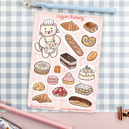Vegan bakery -tarra-arkki | My Sweet Paper Card